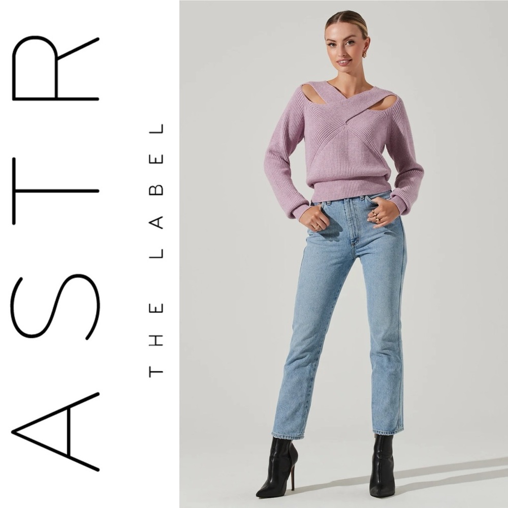 ASTR Viana Cut Out Cross Front Sweater Top Womens Size Large